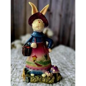 Vintage Easter Bunny Figurine: Hand-Painted Cottagecore Spring Decor